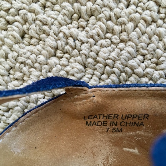 Talbots size 7.5 blue suede wedges with jute heel - Picture 4 of 6